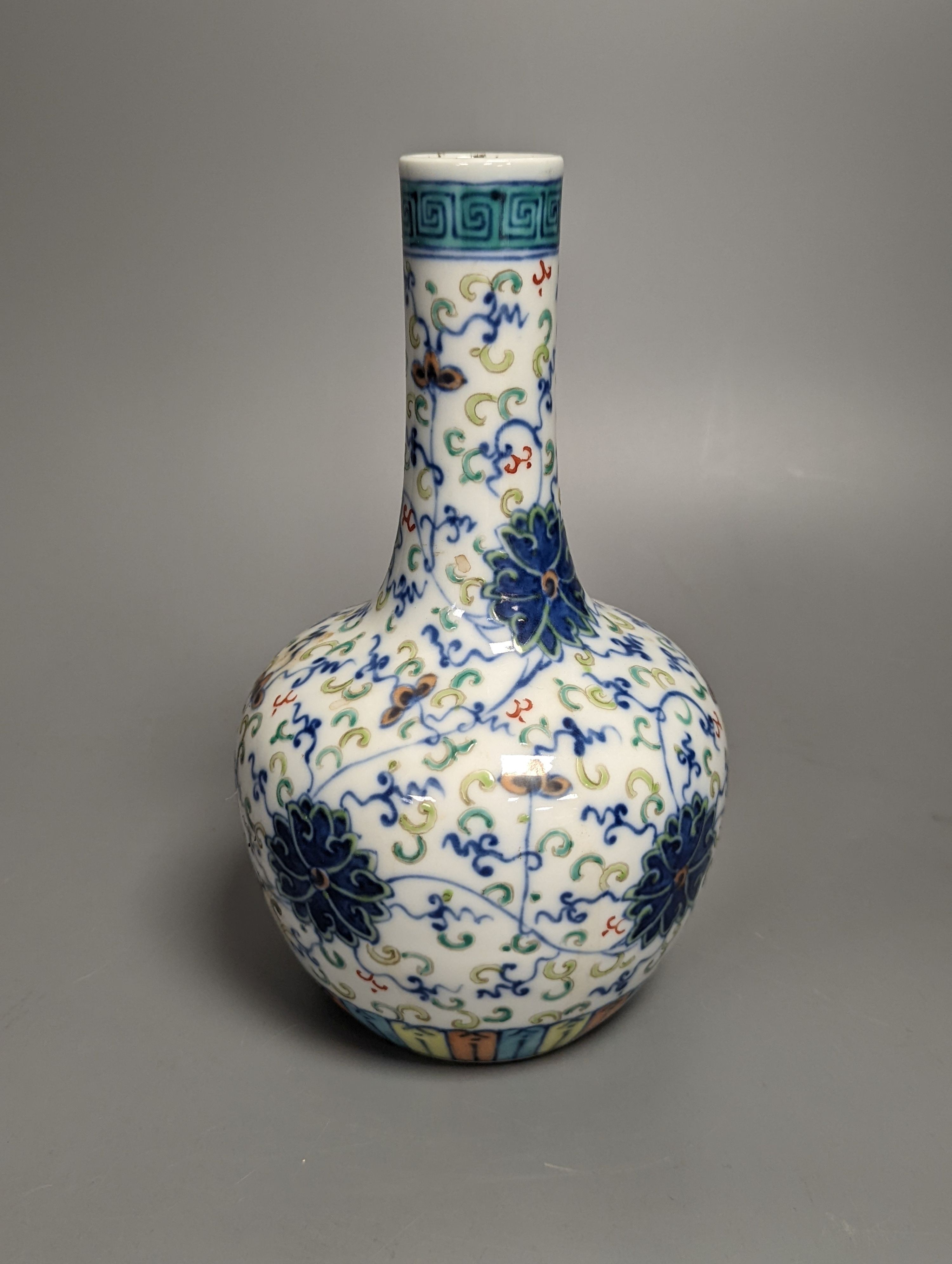 A Chinese doucai bottle vase, height 20cm